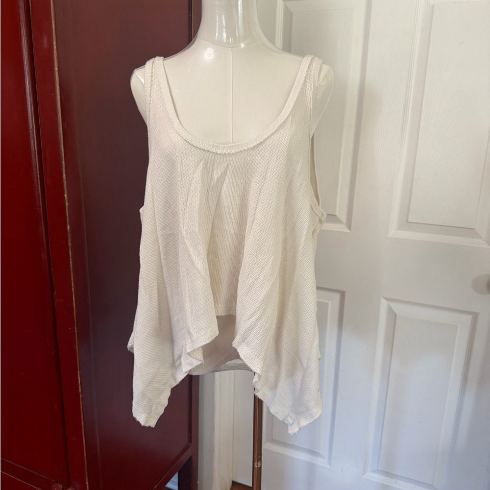 We The Free White Asymmetrical Tank Top